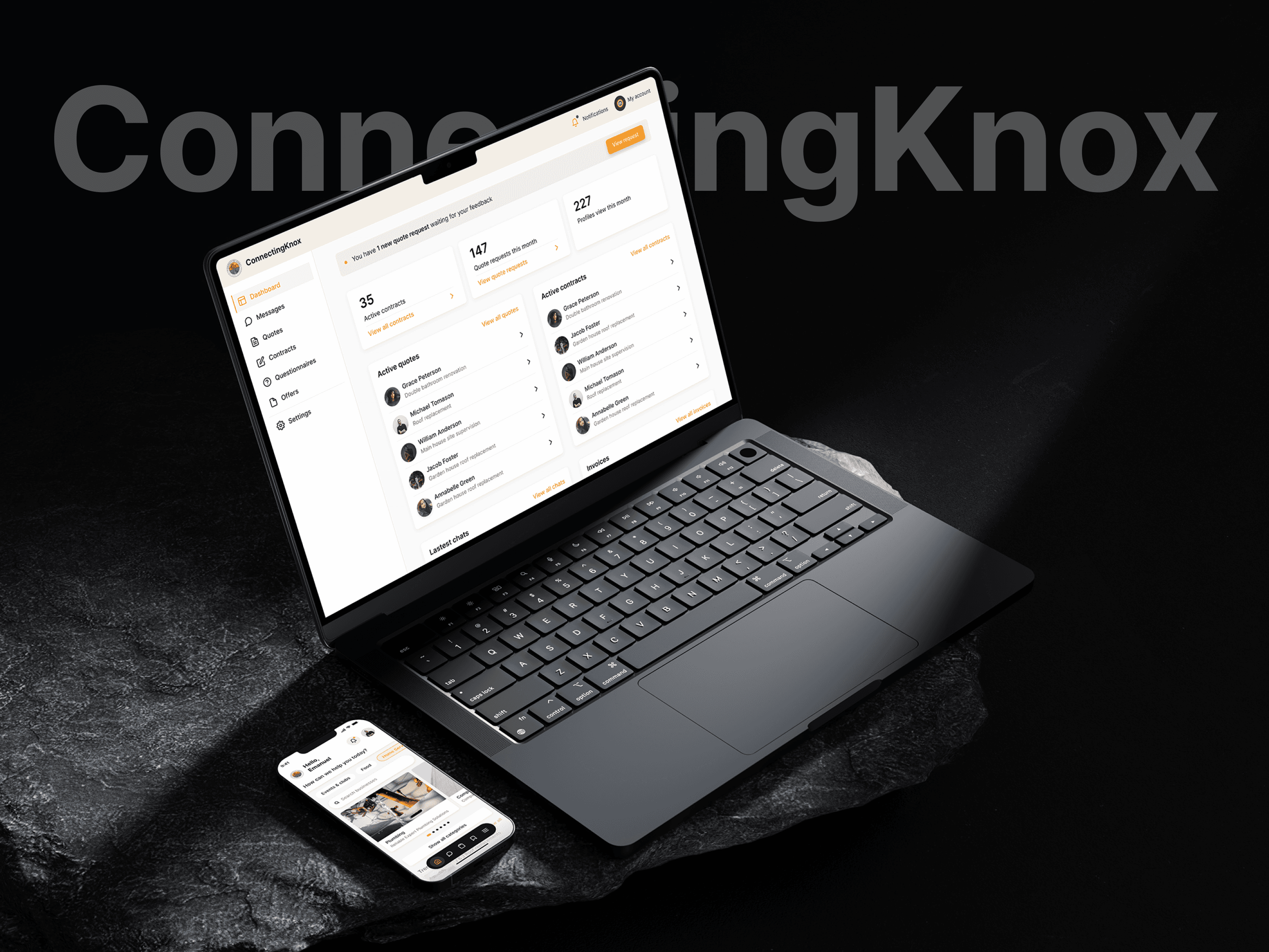 ConnectingKnox mobile app screens showing local events and businesses in Knoxville