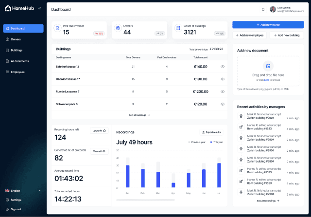 Homehub dashboard