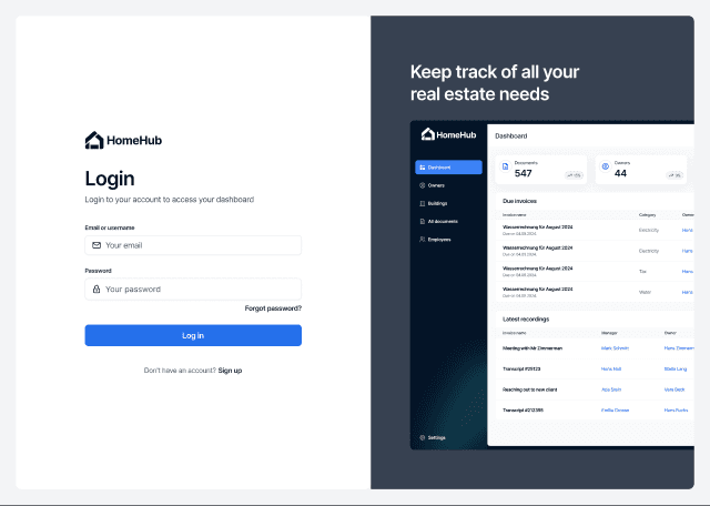Homehub login page