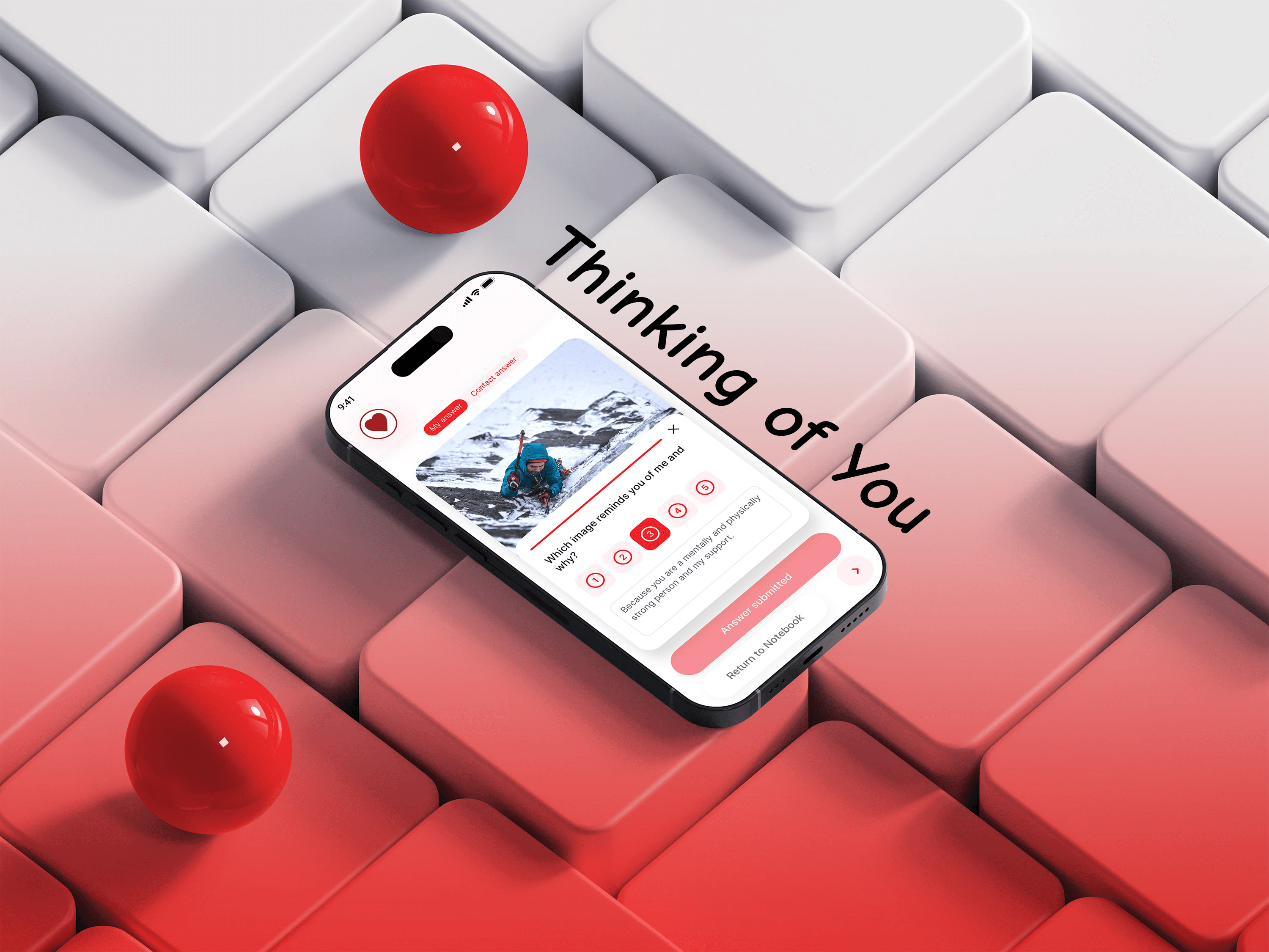 Thinking of You app showing a daily question for couples